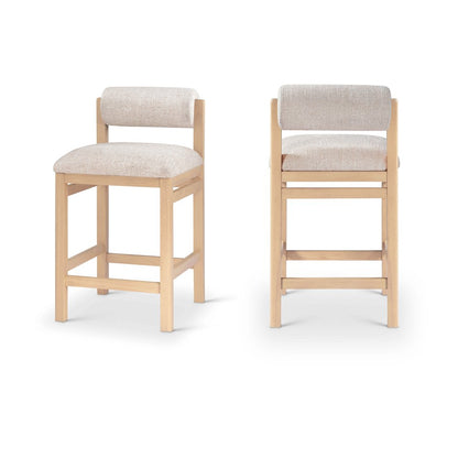 Roundhill Beige Linen Textured Fabric Upholstered Counter Stool