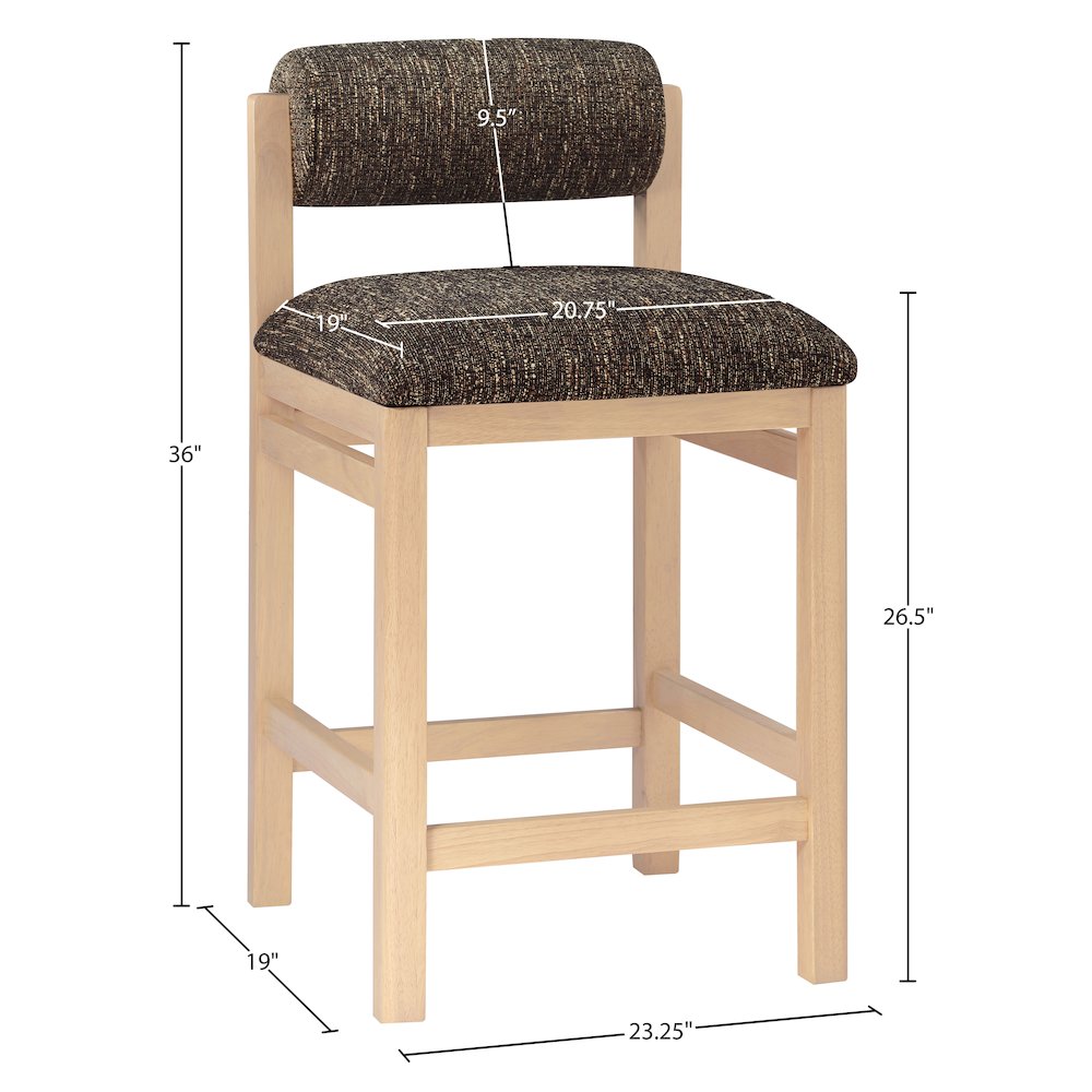 Roundhill Brown Linen Textured Fabric Upholstered Counter Stool