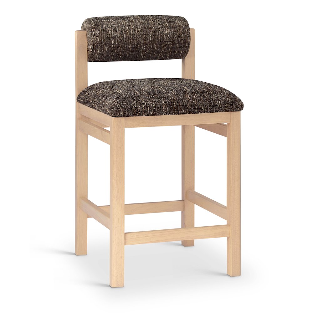 Roundhill Brown Linen Textured Fabric Upholstered Counter Stool