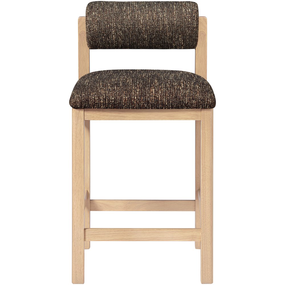 Roundhill Brown Linen Textured Fabric Upholstered Counter Stool