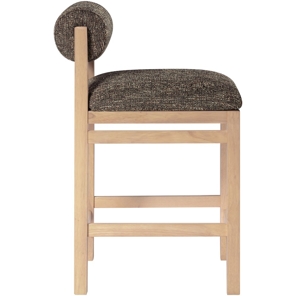 Roundhill Brown Linen Textured Fabric Upholstered Counter Stool