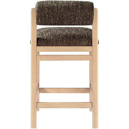 Roundhill Brown Linen Textured Fabric Upholstered Counter Stool