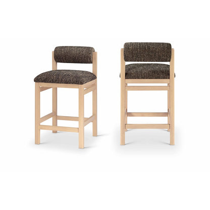Roundhill Brown Linen Textured Fabric Upholstered Counter Stool