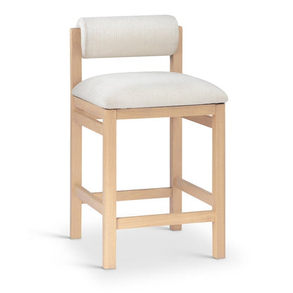 Roundhill Cream Linen Textured Fabric Upholstered Counter Stool