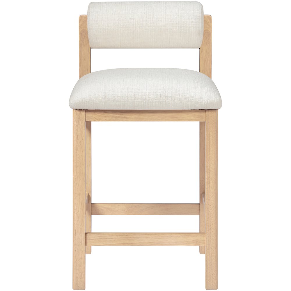 Roundhill Cream Linen Textured Fabric Upholstered Counter Stool