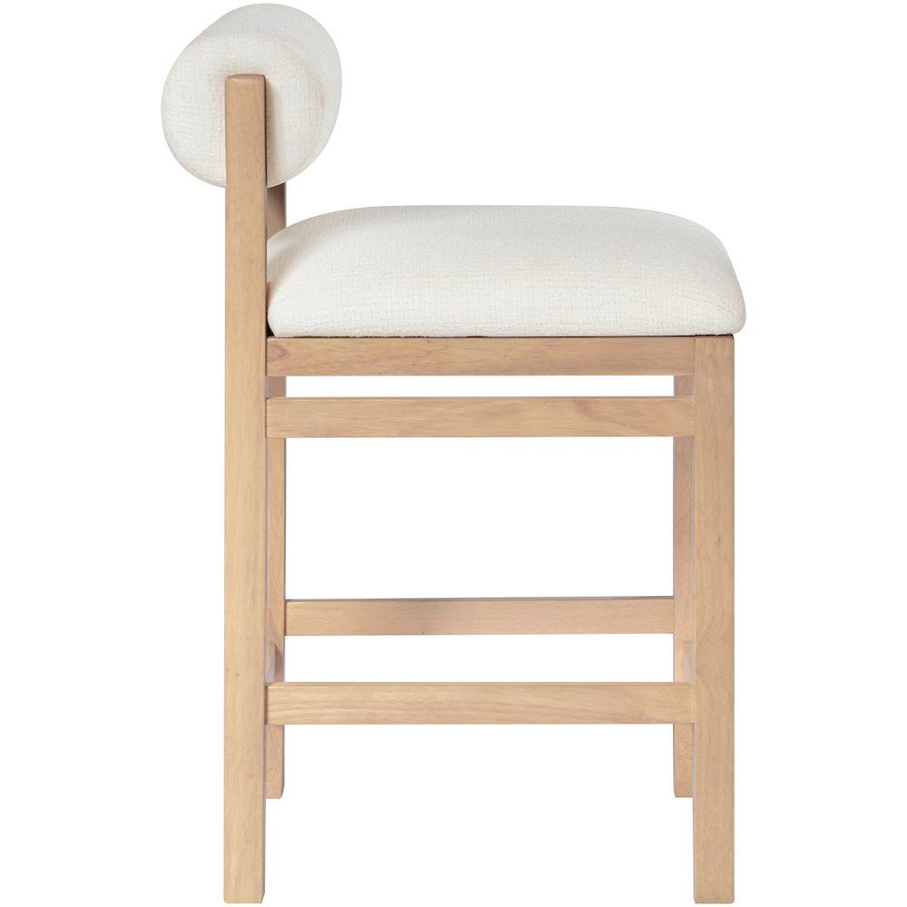 Roundhill Cream Linen Textured Fabric Upholstered Counter Stool