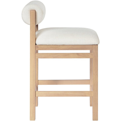 Roundhill Cream Linen Textured Fabric Upholstered Counter Stool
