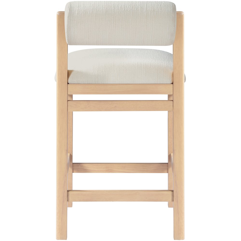Roundhill Cream Linen Textured Fabric Upholstered Counter Stool