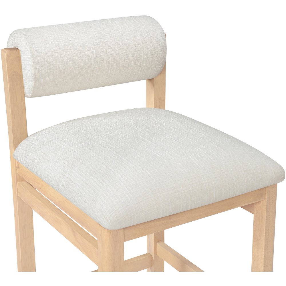 Roundhill Cream Linen Textured Fabric Upholstered Counter Stool