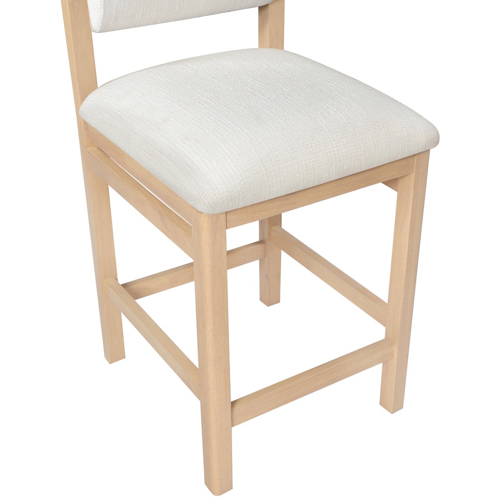 Roundhill Cream Linen Textured Fabric Upholstered Counter Stool