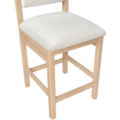 Roundhill Cream Linen Textured Fabric Upholstered Counter Stool