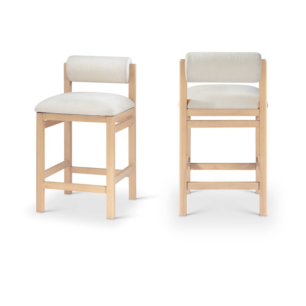 Roundhill Cream Linen Textured Fabric Upholstered Counter Stool