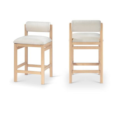 Roundhill Cream Linen Textured Fabric Upholstered Counter Stool