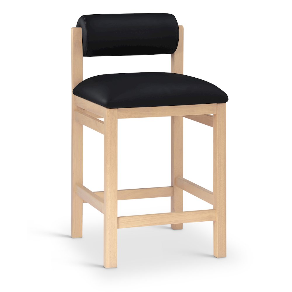 Roundhill Black Vegan Leather Upholstered Counter Stool