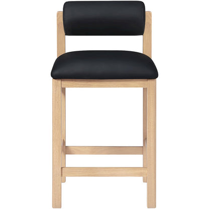 Roundhill Black Vegan Leather Upholstered Counter Stool