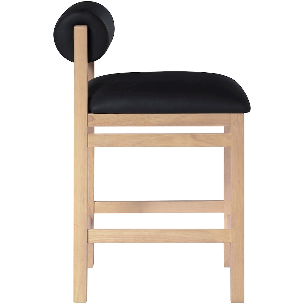 Roundhill Black Vegan Leather Upholstered Counter Stool