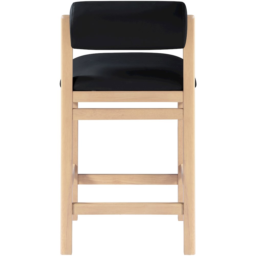 Roundhill Black Vegan Leather Upholstered Counter Stool