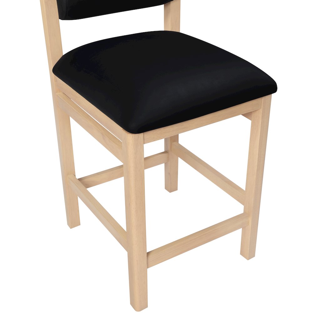 Roundhill Black Vegan Leather Upholstered Counter Stool