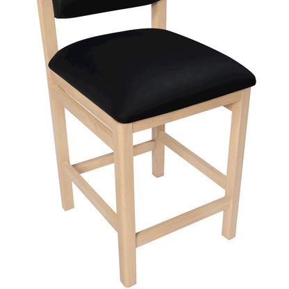 Roundhill Black Vegan Leather Upholstered Counter Stool