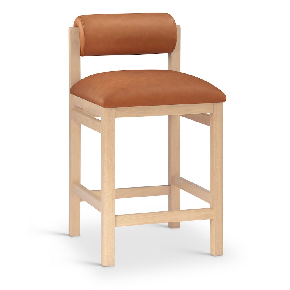 Roundhill Cognac Vegan Leather Upholstered Counter Stool