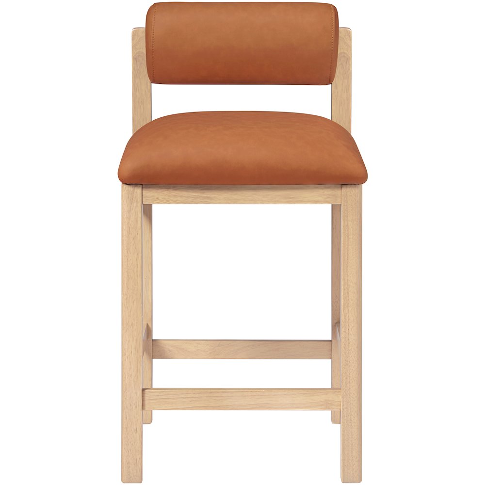 Roundhill Cognac Vegan Leather Upholstered Counter Stool
