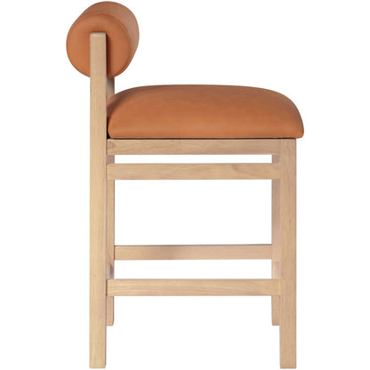 Roundhill Cognac Vegan Leather Upholstered Counter Stool