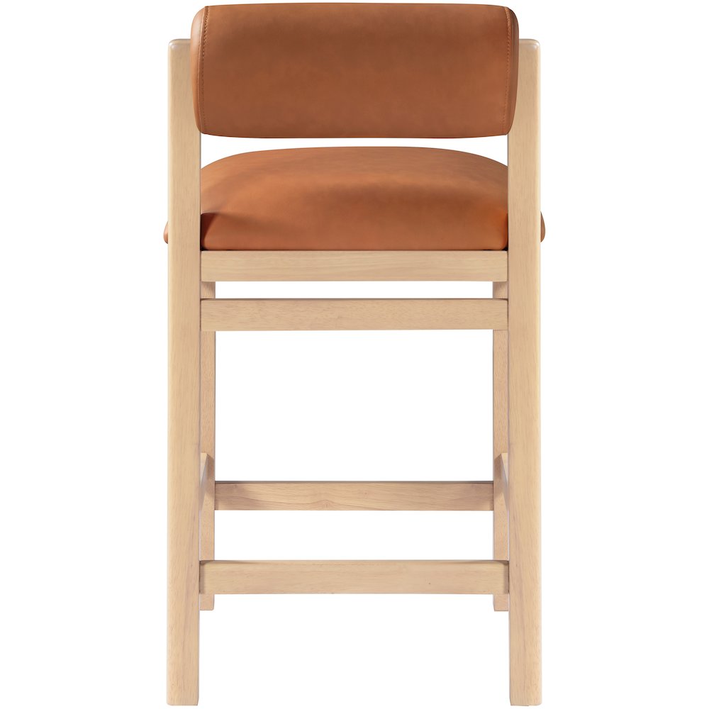Roundhill Cognac Vegan Leather Upholstered Counter Stool