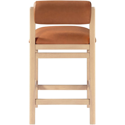 Roundhill Cognac Vegan Leather Upholstered Counter Stool