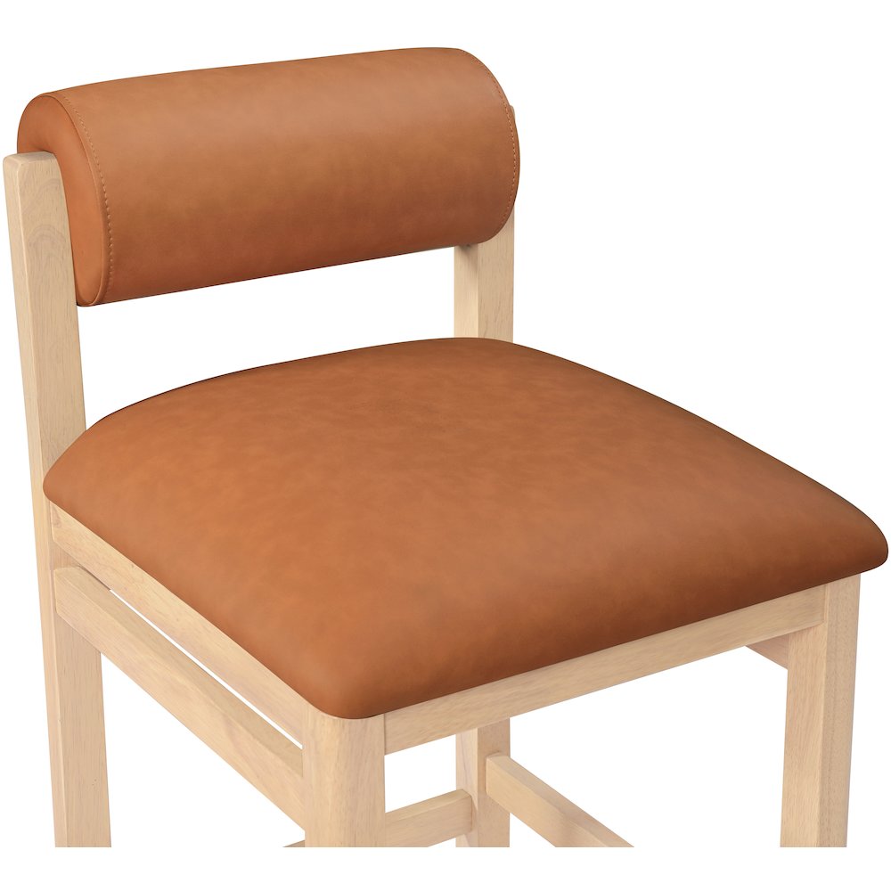 Roundhill Cognac Vegan Leather Upholstered Counter Stool