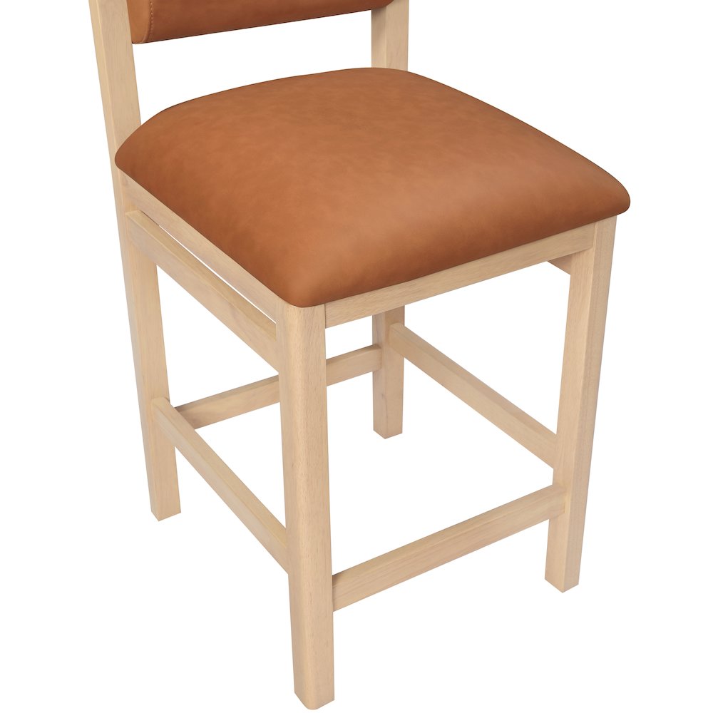 Roundhill Cognac Vegan Leather Upholstered Counter Stool