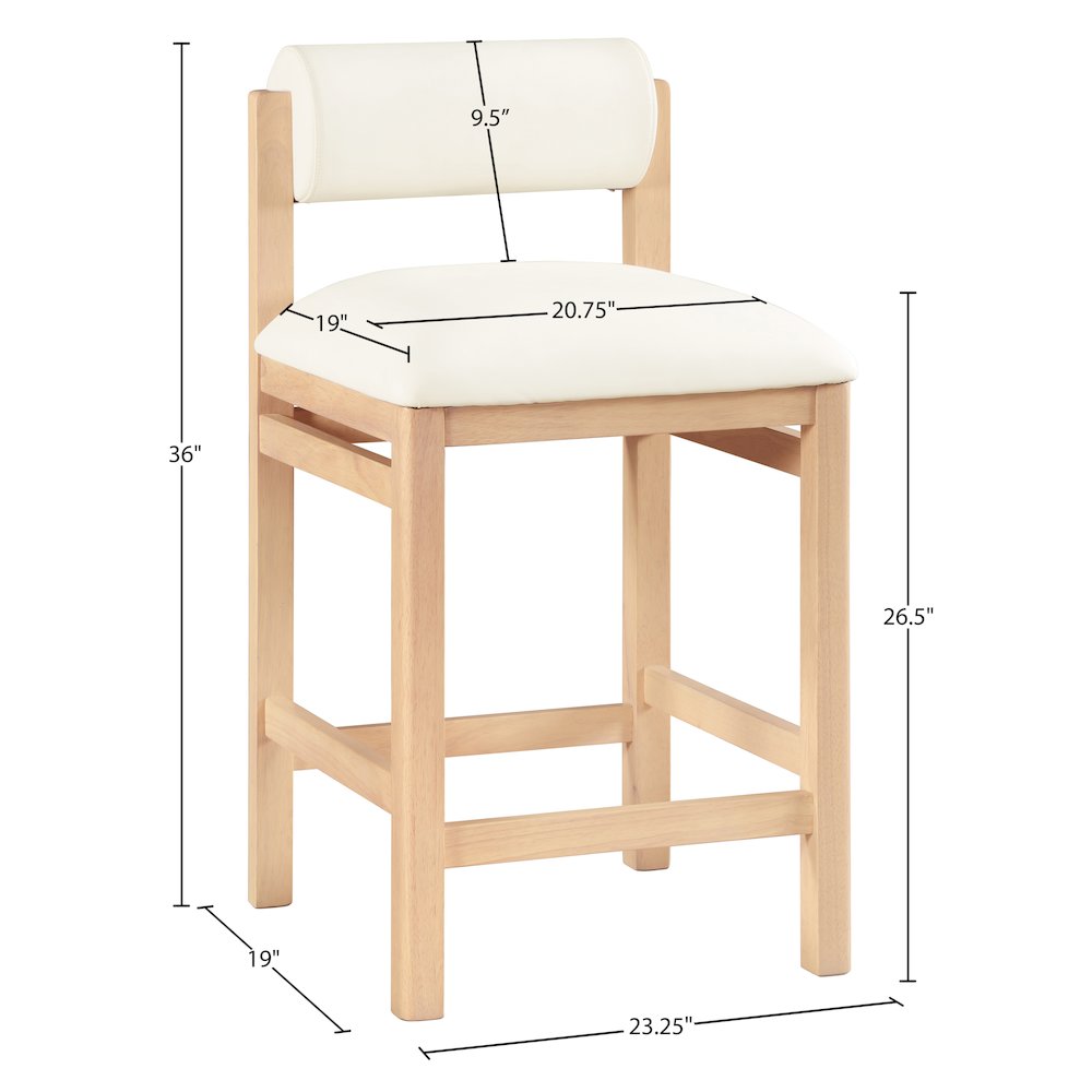 Roundhill Cream Vegan Leather Upholstered Counter Stool