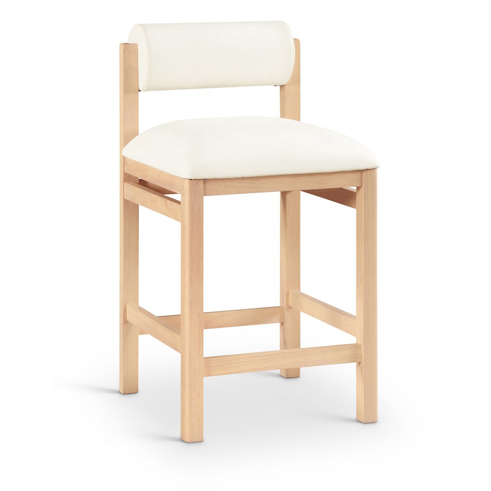 Roundhill Cream Vegan Leather Upholstered Counter Stool