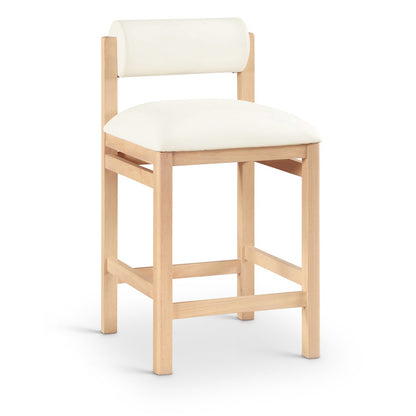 Roundhill Cream Vegan Leather Upholstered Counter Stool