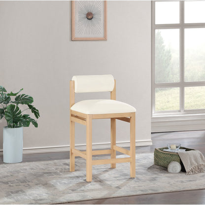 Roundhill Cream Vegan Leather Upholstered Counter Stool