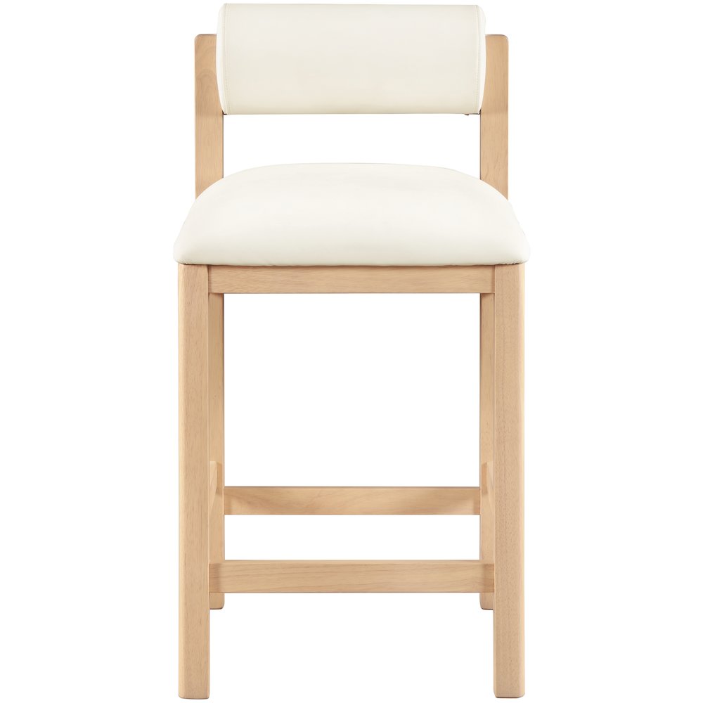 Roundhill Cream Vegan Leather Upholstered Counter Stool