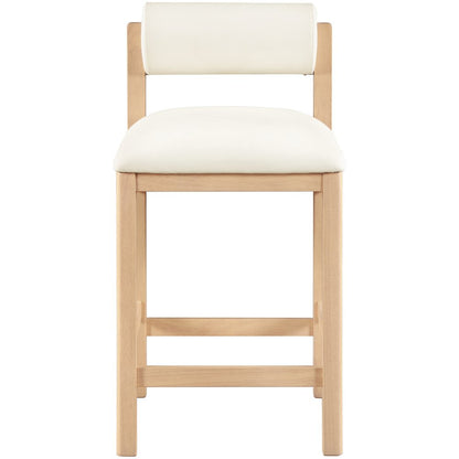 Roundhill Cream Vegan Leather Upholstered Counter Stool