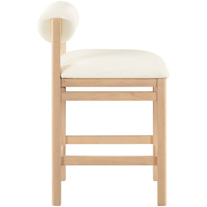 Roundhill Cream Vegan Leather Upholstered Counter Stool