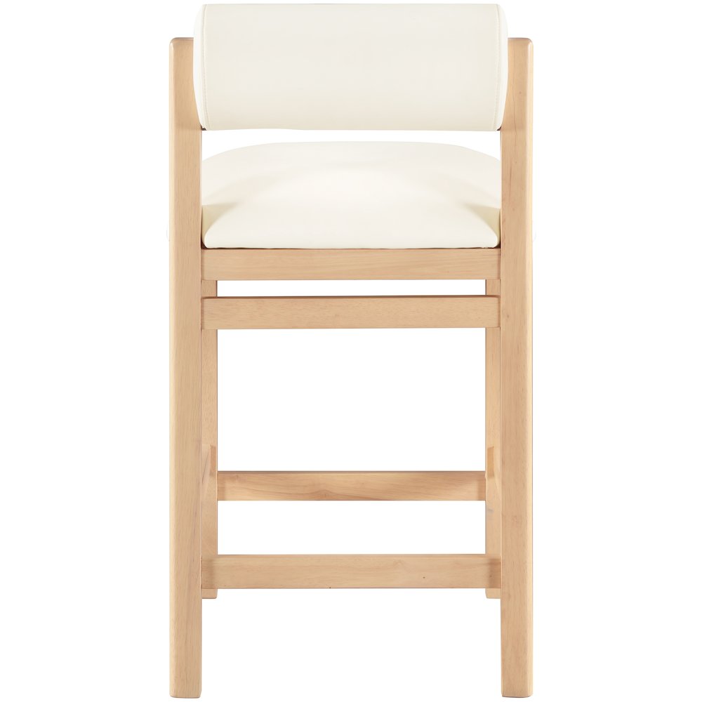 Roundhill Cream Vegan Leather Upholstered Counter Stool