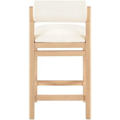 Roundhill Cream Vegan Leather Upholstered Counter Stool