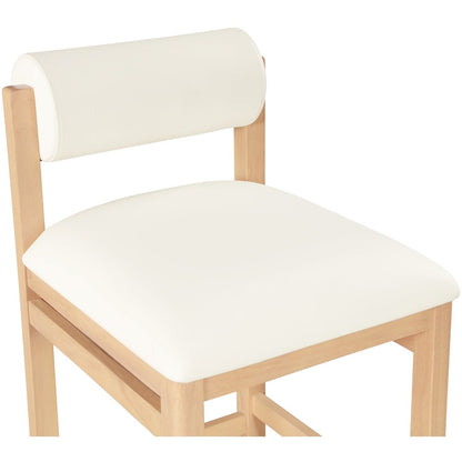 Roundhill Cream Vegan Leather Upholstered Counter Stool