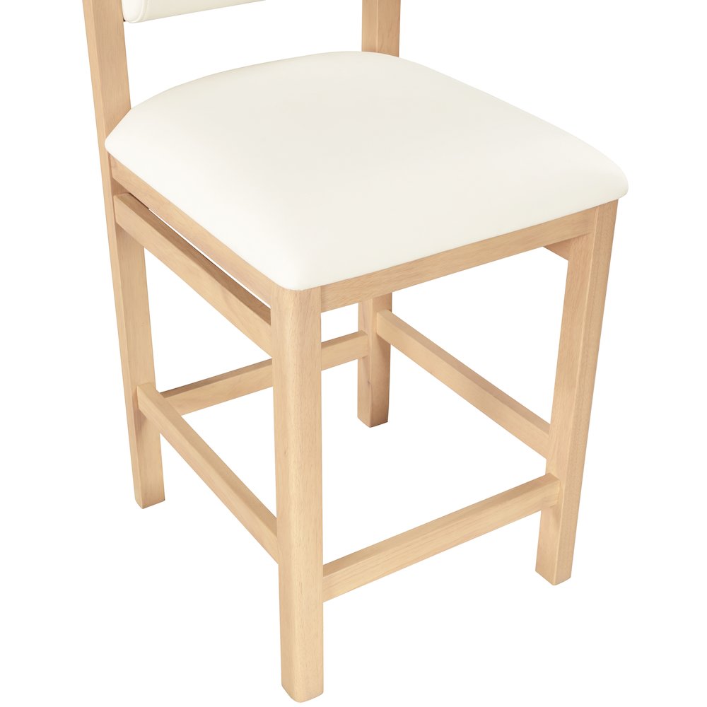 Roundhill Cream Vegan Leather Upholstered Counter Stool