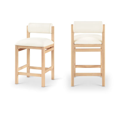 Roundhill Cream Vegan Leather Upholstered Counter Stool