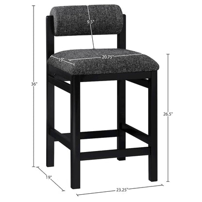 Roundhill Black Linen Textured Fabric Upholstered Counter Stool