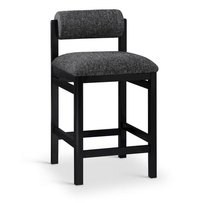 Roundhill Black Linen Textured Fabric Upholstered Counter Stool