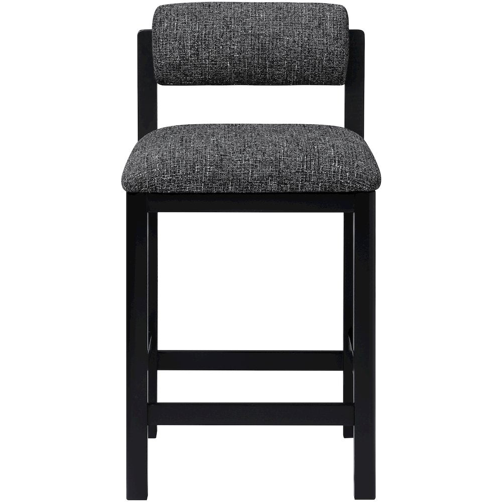 Roundhill Black Linen Textured Fabric Upholstered Counter Stool