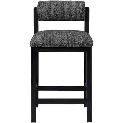 Roundhill Black Linen Textured Fabric Upholstered Counter Stool