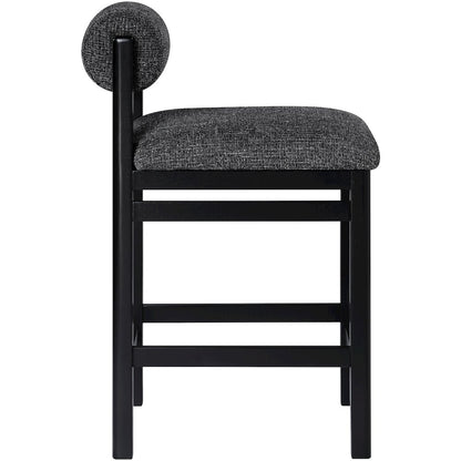 Roundhill Black Linen Textured Fabric Upholstered Counter Stool