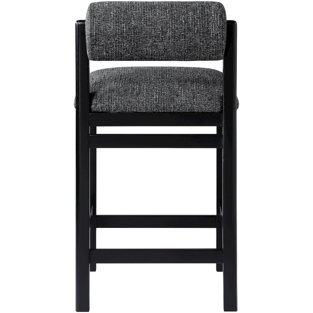Roundhill Black Linen Textured Fabric Upholstered Counter Stool