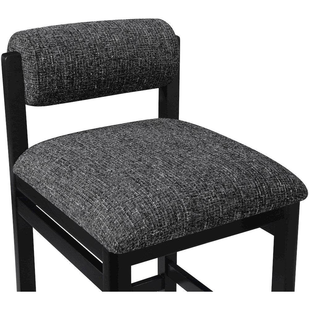 Roundhill Black Linen Textured Fabric Upholstered Counter Stool
