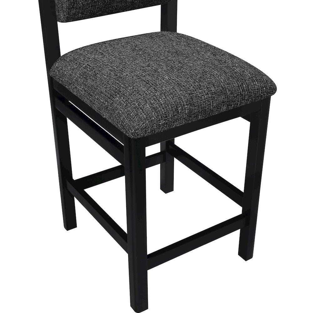Roundhill Black Linen Textured Fabric Upholstered Counter Stool